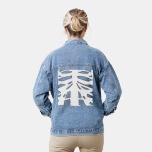black white ribs skeleton denim jacket