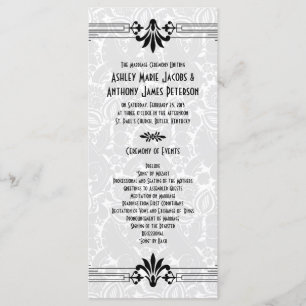 Black White Roaring 20s Art Deco Wedding Program