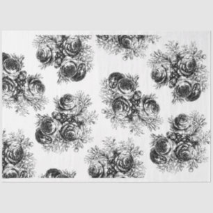 Black & White Rose Floral Decoupage Paper