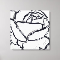 Black White Rose Flower Abstract Art Minimalist