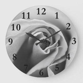 Black & White Rose Large Clock