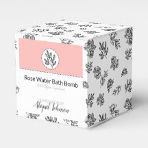 Black & White Rose Leaves Line Art Bath Bomb Box