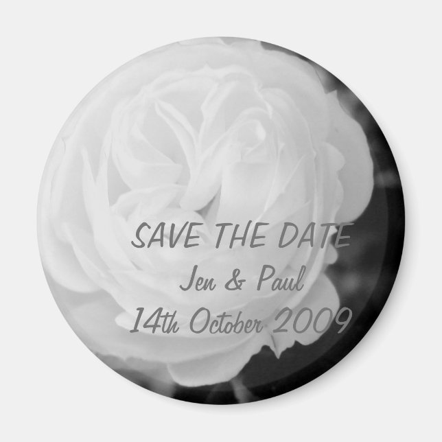 Black & White Rose - Save The Date Magnet (Front)