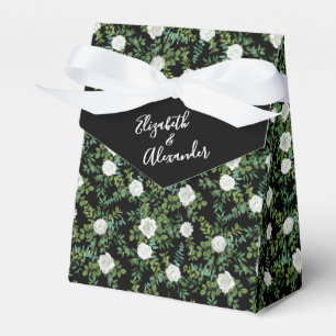Black White Rose Wedding Elegant Modern Favor Box
