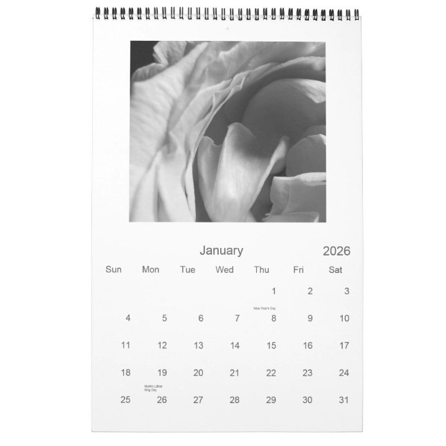 Black & White Roses 2009 Calendar (Jan 2026)