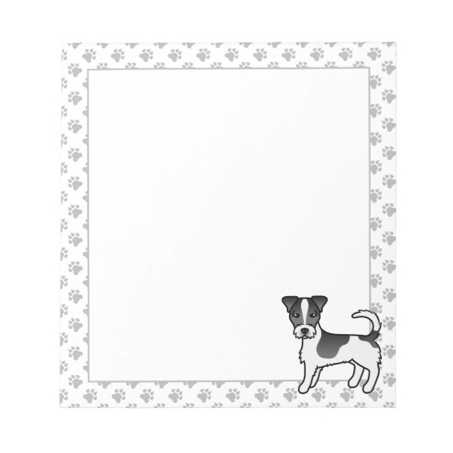 Black & White Rough Coat Jack Russell Terrier Dog Notepad (Front)