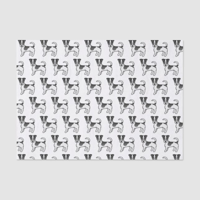 Black & White Rough Coat Jack Russell Terrier Dogs Tissue Paper (Front)