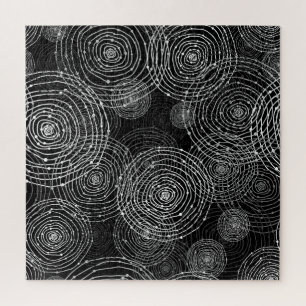 Black White: Round Shapes Seamless. Jigsaw Puzzle