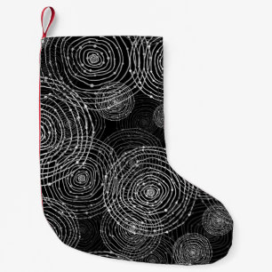 Black White: Round Shapes Seamless. Small Christmas Stocking