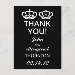 Black White Royal Couple Thank You Postcard