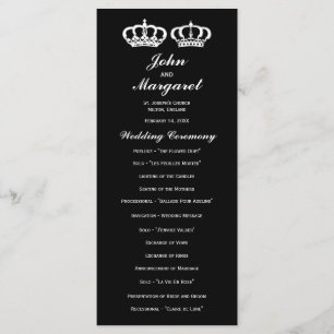 Black White Royal Couple Wedding Programme