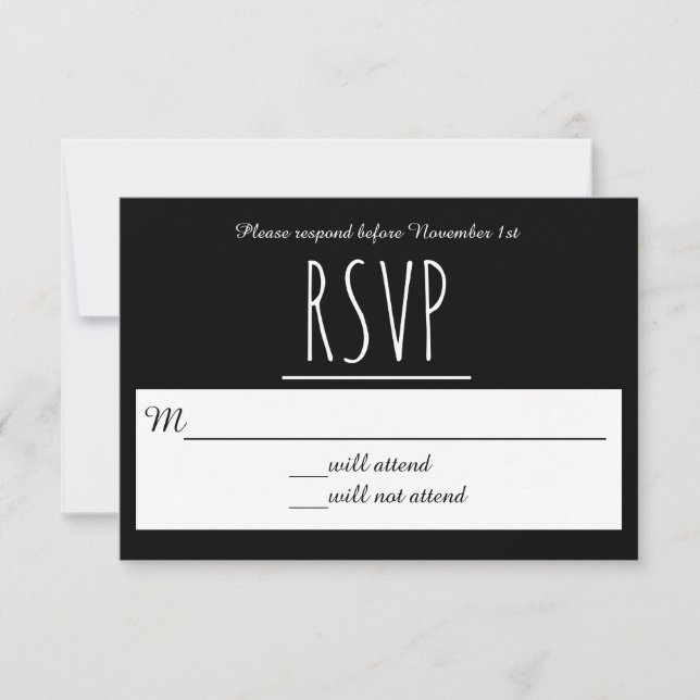 Black/White RSVP - RSVP Card (Front)