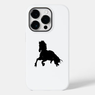 Black White Running Horse Silhouette iPhone 14 Pro Case