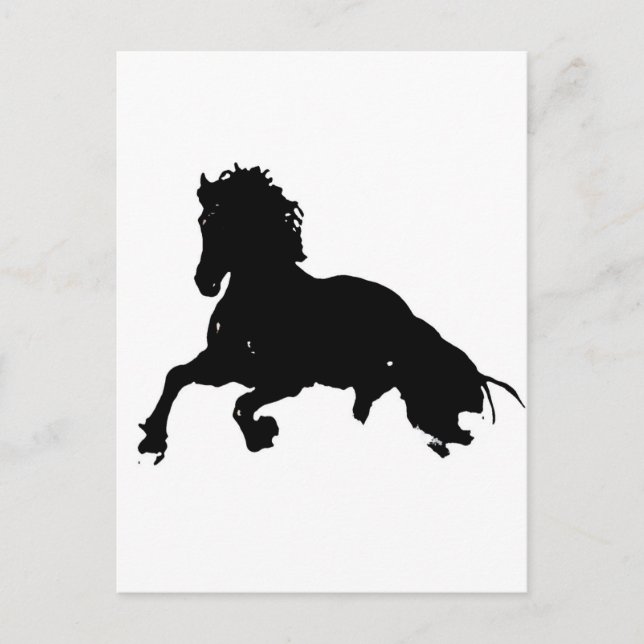 Black White Running Horse Silhouette Postcard (Front)