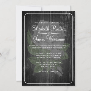 Black & White Rustic Floral Wedding Invitations
