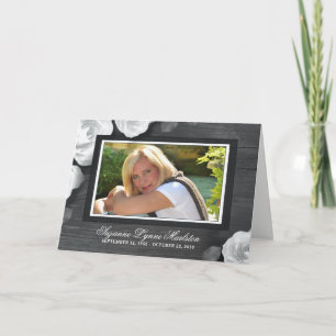 Black White Rustic Roses Photo Sympathy Thank You