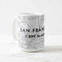 Black & White San Francisco Map Custom Coordinates
