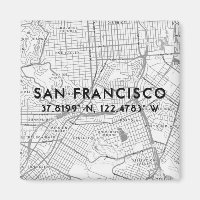 Black & White San Francisco Map Custom Coordinates