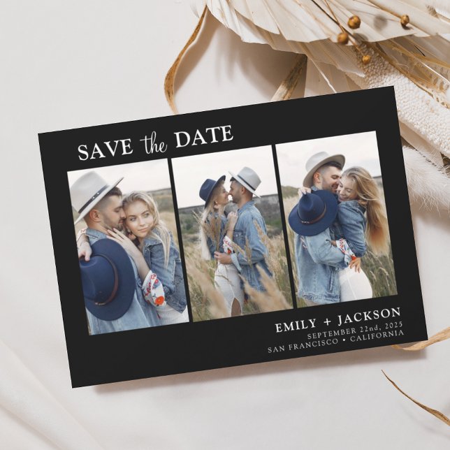 Black White Save the Date 3 Photo Simple (Creator Uploaded)