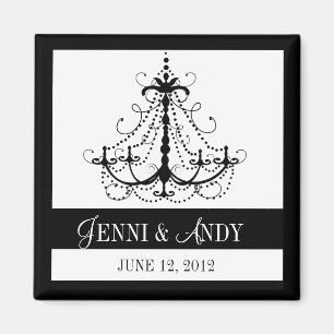 Black White Save the Date Names Wedding Magnets