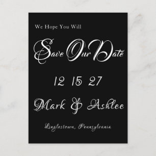 Black & White Save the Date Post Card