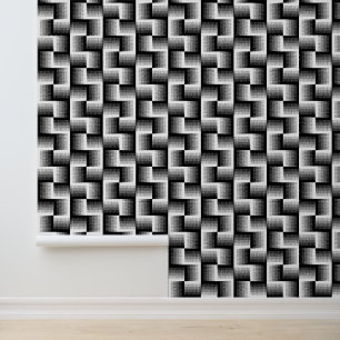 Black & White Sawtooth Gradient Pattern Wallpaper