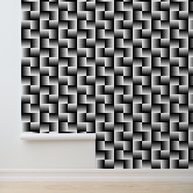 Black & White Sawtooth Gradient Pattern Wallpaper (Application)