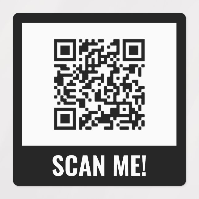 Black White Scan Me ! Étiquettes de code QR (Design 1)