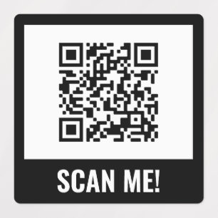 Black White Scan Me! QR Code Labels