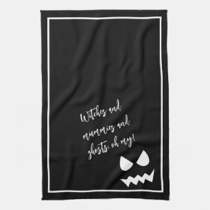 Black & White Scary Halloween Ghost Face Quote Mom Kitchen Towel