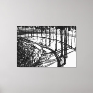 Black white scenery charcoal drawing seaside canvas print