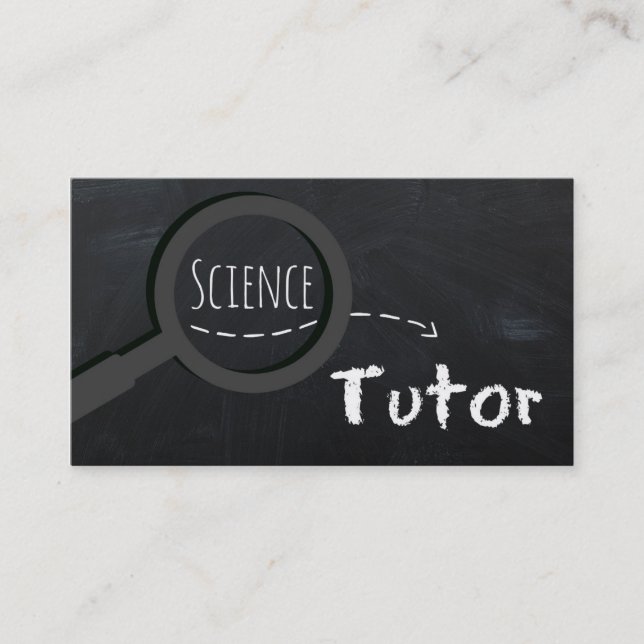 Black White Science Tutor Chalkboard Business Card (Front)