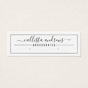 Black White Script Border Earring Display Card