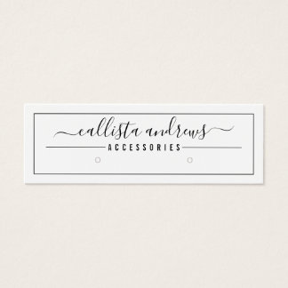 Black White Script Border Earring Display Card