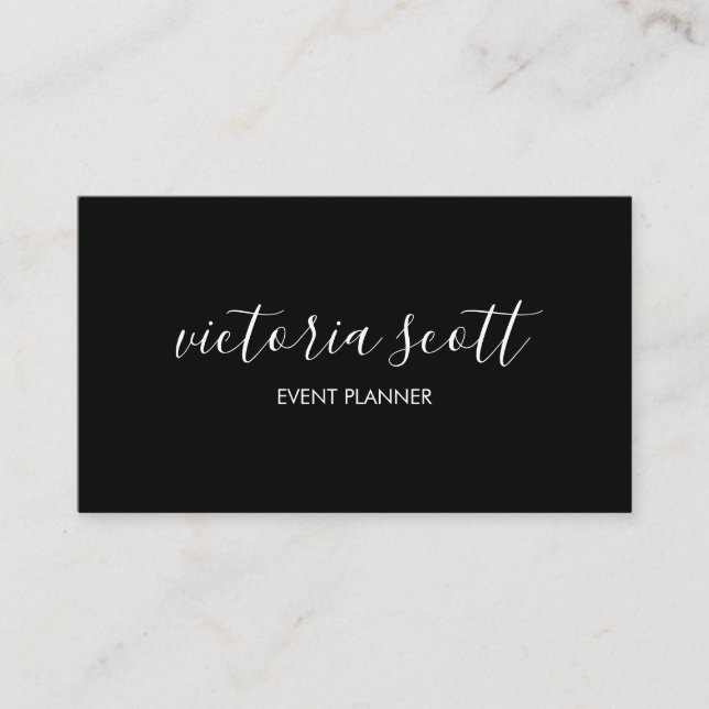 Black & White Script Business Cards (Front)