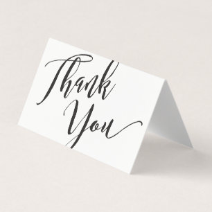 Black White Script Font Calligraphy Thank You Business Card