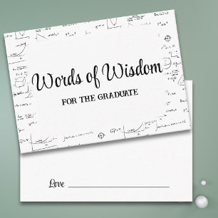 Black White Script Graduate Words of Wisdom Advice Enclosure Card