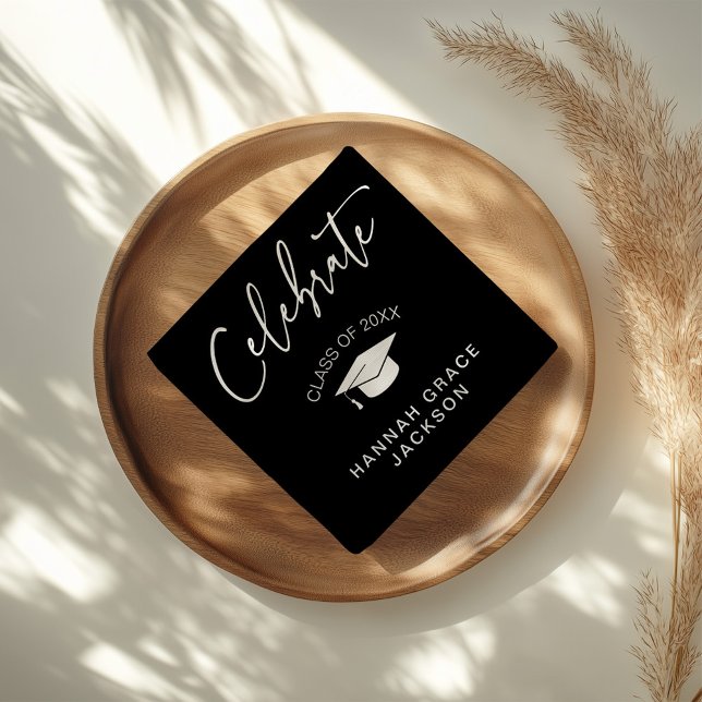 Black & White Script Graduation Congratulations Napkin (Creator Uploaded)