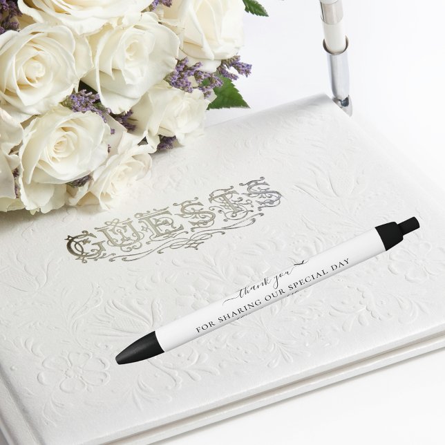 Black white script heart wedding thank you ink pen (Creator Uploaded)