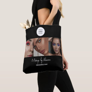 Black White Script Logo Photo Makeup Studio  Tote Bag