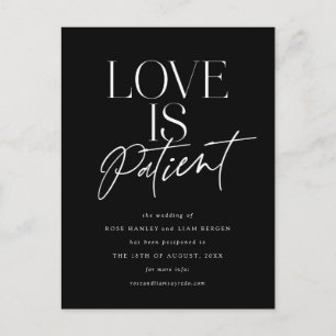 Black White Script Love Wedding Change the Date Postcard