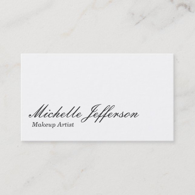Black & White Script Makeup Artist Business Card (Front)
