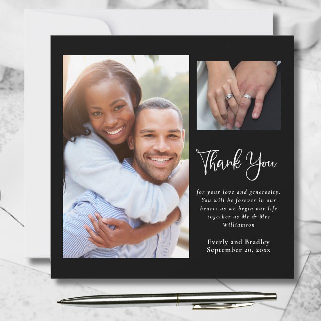 Black White Script Minimalist Wedding Thank You  Invitation (Creator Uploaded)