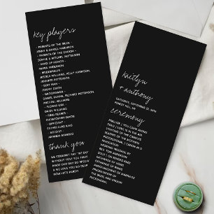 Black & White Script Minimalistic Wedding Program
