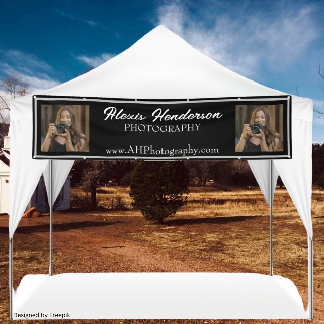 Black & White Script Modern booth Tent Banner (Creator Uploaded)