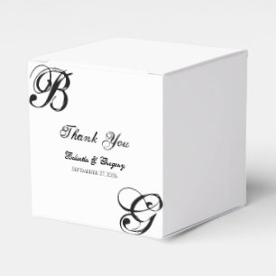 Black & White Script Monogram Wedding Favor Box