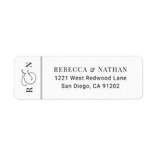 Black White Script Monogram Wedding Return Address
