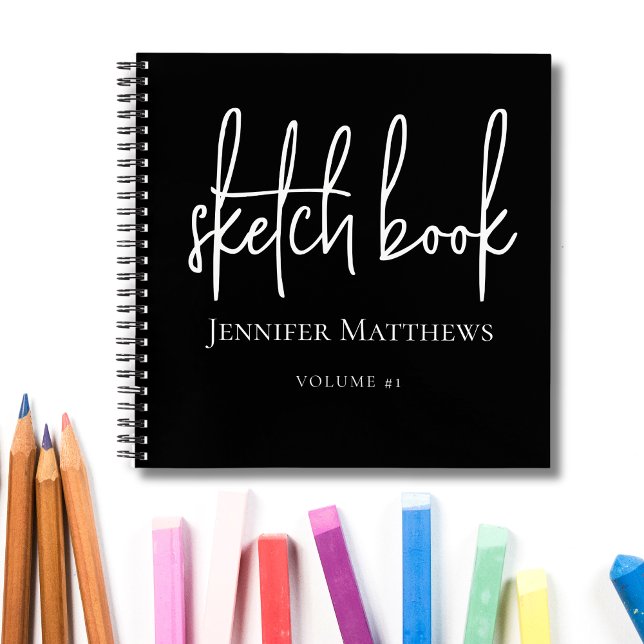 Black White Script Name Personalized Sketchbook Notebook (Creator Uploaded)