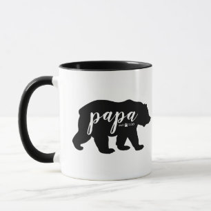 Black & White Script Papa Bear Established Year Mug