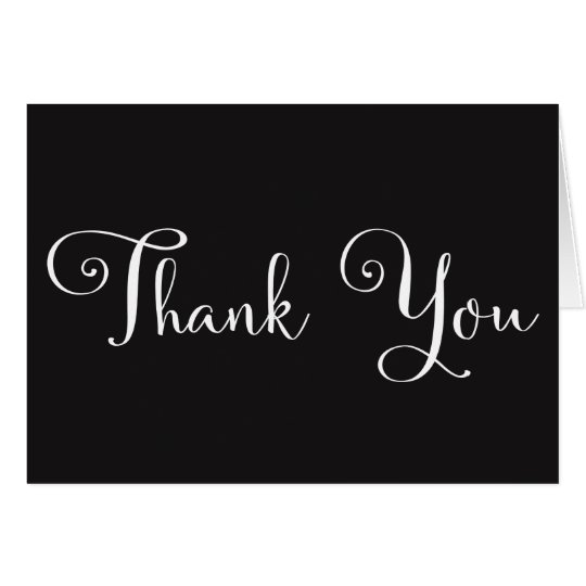 Black White Script Personalized Wedding Thank you Card